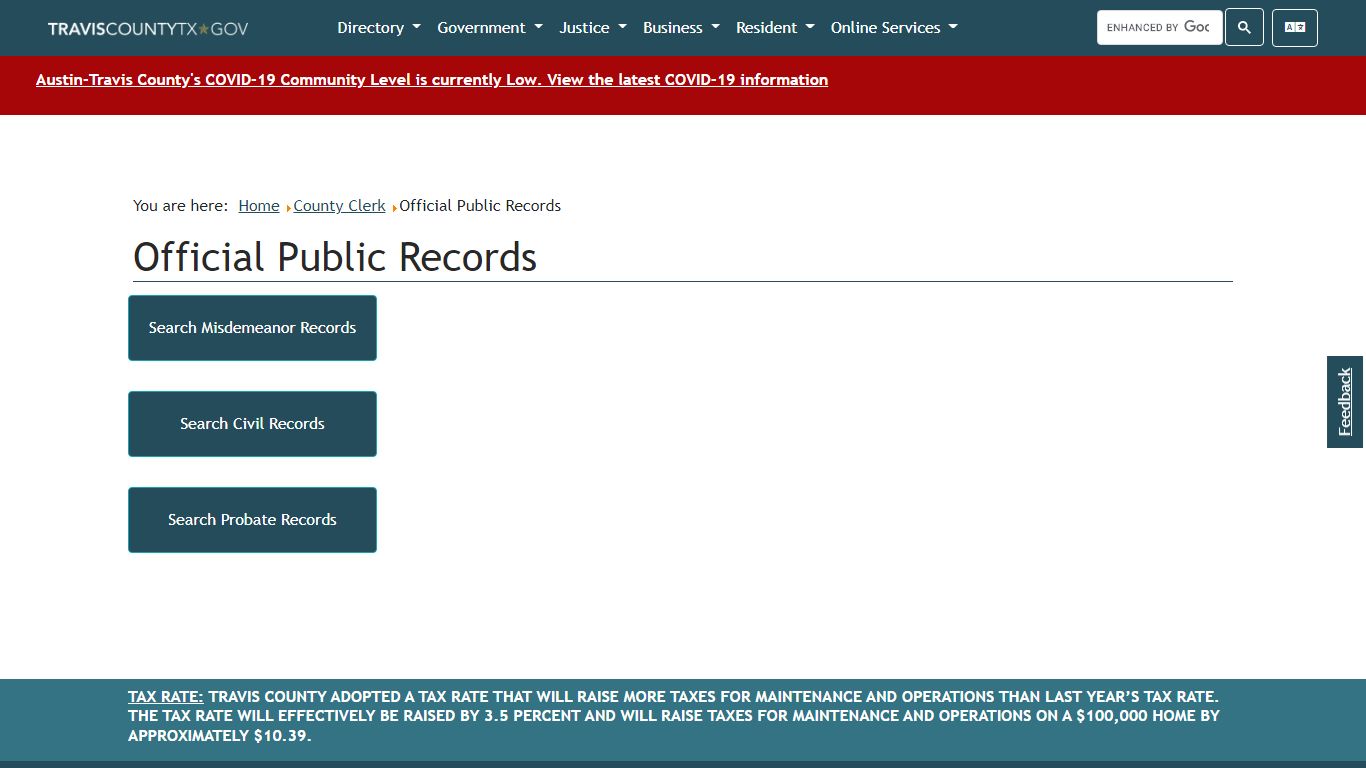 Official Public Records - Travis County, Texas